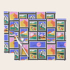 Colorful nature landscape post card stamp pattern Placemat Gallery Image 1