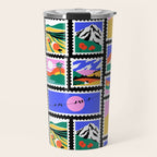 Colorful nature landscape post card stamp pattern Travel Mug Gallery Image 1