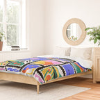 Colorful nature landscape post card stamp pattern Duvet Cover Gallery Image 2