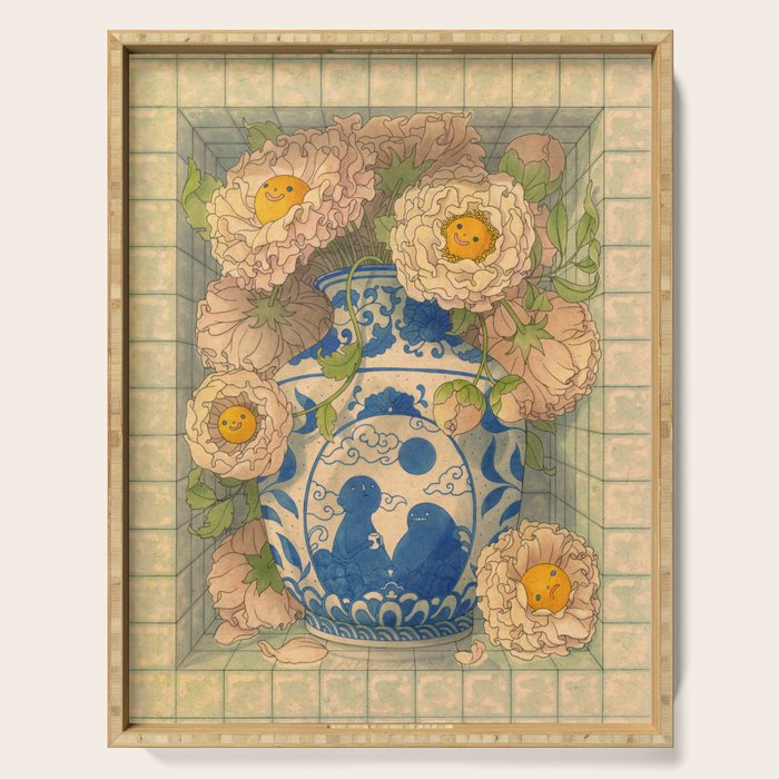 Blue Porcelain Vase Serving Tray Gallery Image 1