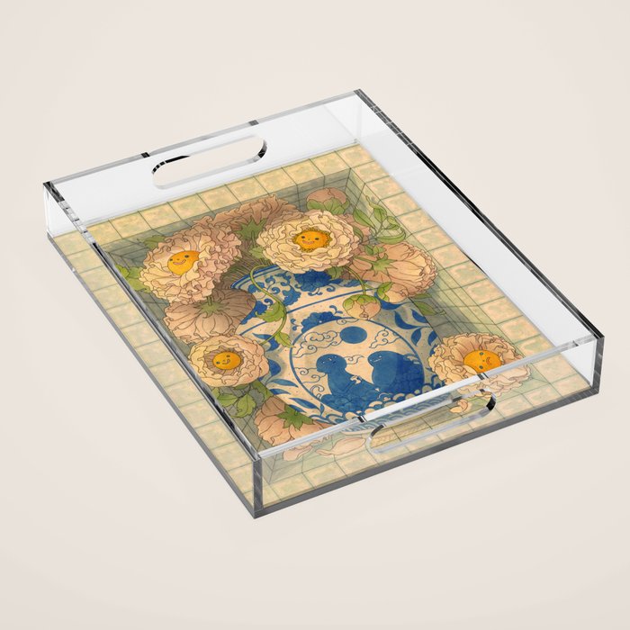 Blue Porcelain Vase Acrylic Tray Gallery Image 1