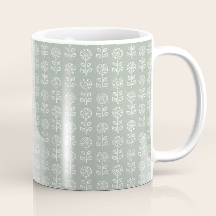 block print floral - sage Coffee Mug Gallery Image 1