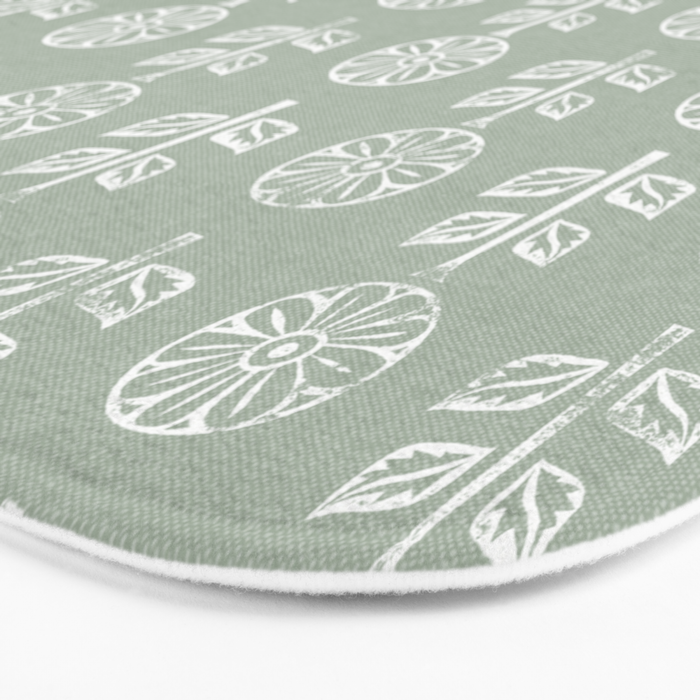 block print floral - sage Bath Mat Gallery Image 3