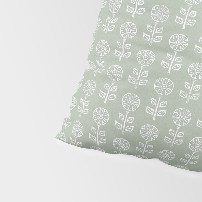block print floral - sage Pillow Sham Gallery Image 4