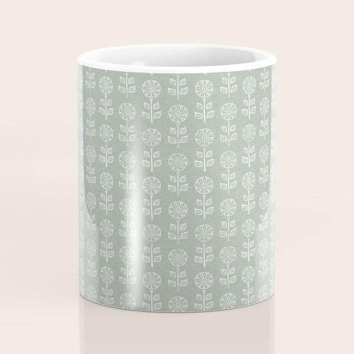 block print floral - sage Coffee Mug Gallery Image 4