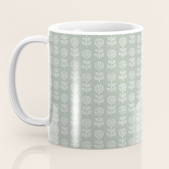 block print floral - sage Coffee Mug Gallery Image 3