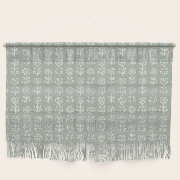 block print floral - sage Wall Hanging Gallery Image 1