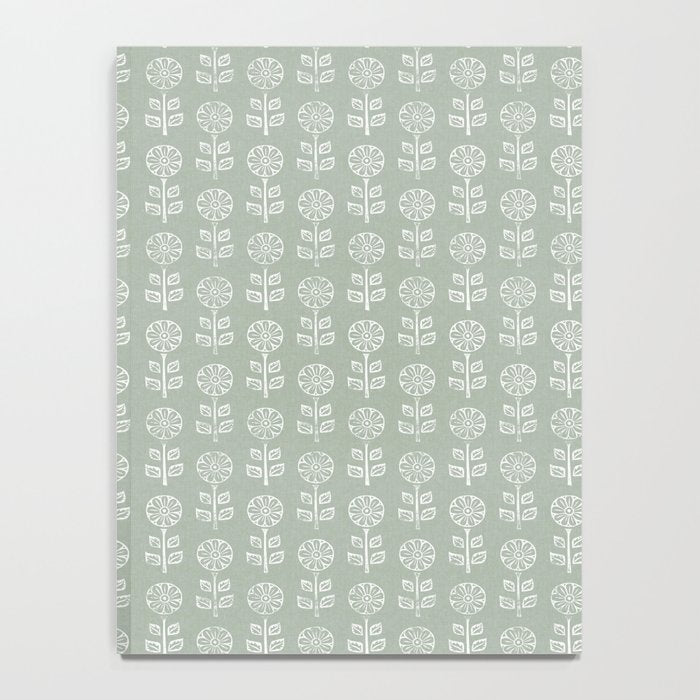 block print floral - sage Notebook Gallery Image 4