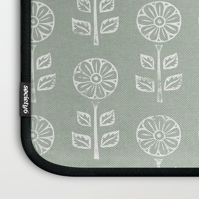 block print floral - sage Laptop Sleeve Gallery Image 3