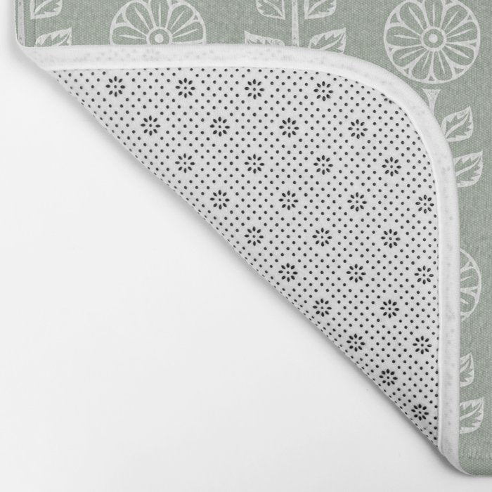 block print floral - sage Bath Mat Gallery Image 2
