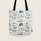Mushroom Toile in Blue Tote Bag Gallery Image 1