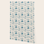 Mushroom Toile in Blue Wallpaper Gallery Image 2