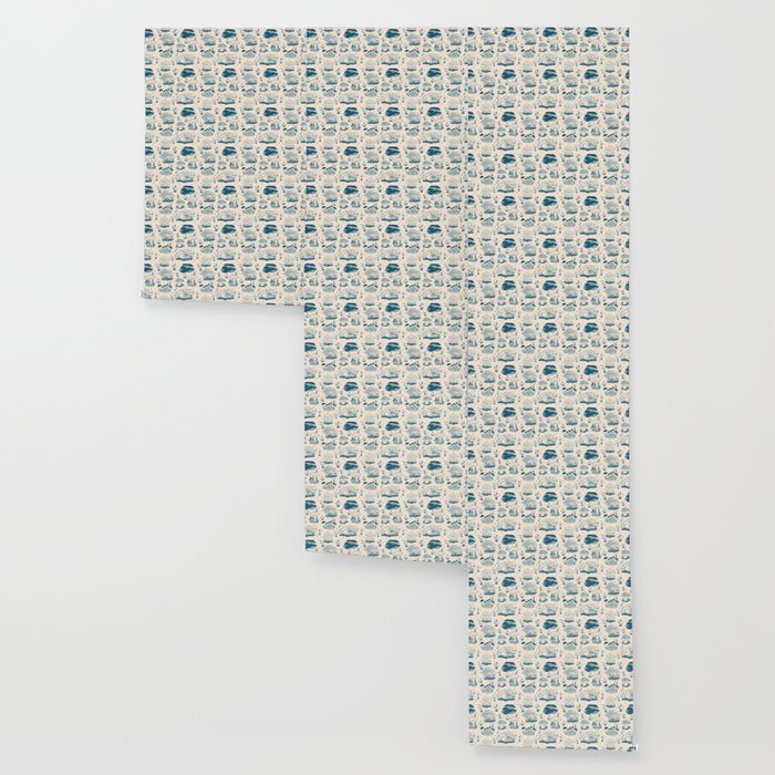 Mushroom Toile in Blue Wallpaper Gallery Image 3