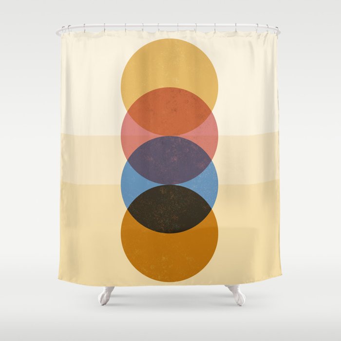 Abstraction_SUNRISE_SUNSET_CIRCLE_RISING_COLORFUL_POP_ART_0425A Shower Curtain Gallery Image 1