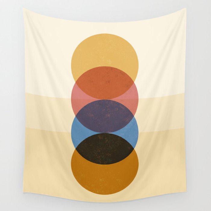 Abstraction_SUNRISE_SUNSET_CIRCLE_RISING_COLORFUL_POP_ART_0425A Wall Tapestry Gallery Image 4