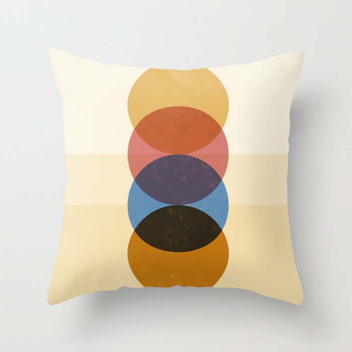 Abstraction_SUNRISE_SUNSET_CIRCLE_RISING_COLORFUL_POP_ART_0425A Throw Pillow Gallery Image 1