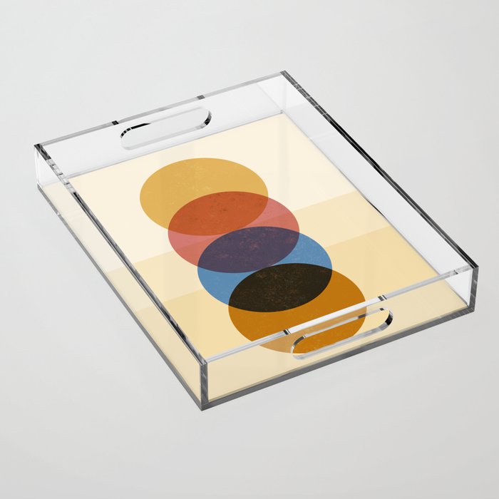 Abstraction_SUNRISE_SUNSET_CIRCLE_RISING_COLORFUL_POP_ART_0425A Acrylic Tray Gallery Image 1