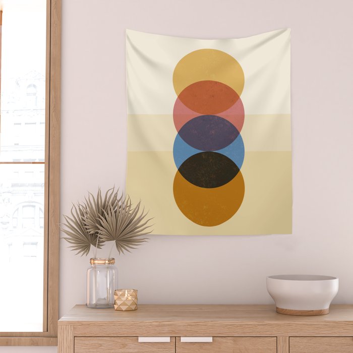 Abstraction_SUNRISE_SUNSET_CIRCLE_RISING_COLORFUL_POP_ART_0425A Wall Tapestry Gallery Image 2