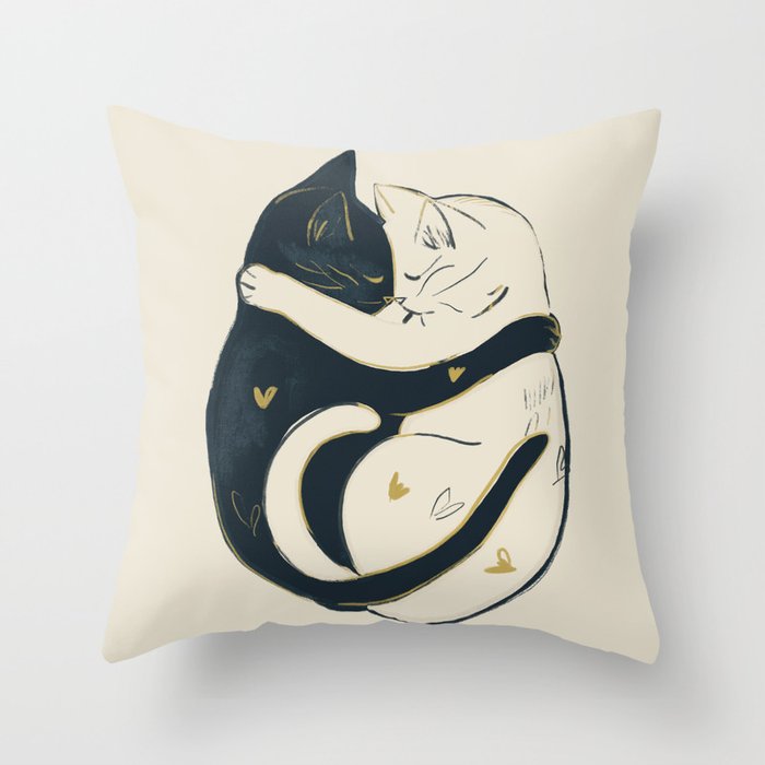 Cats In Love 3 Throw Pillow Gallery Image 1