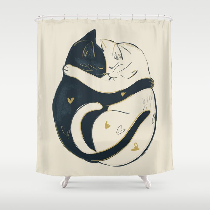 Cats In Love 3 Shower Curtain Gallery Image 1