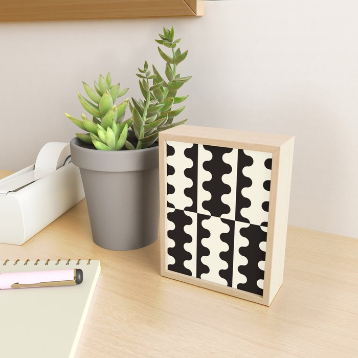 Abstract Mid-Century Black & White Wavy Pattern Mini Art Print Gallery Image 2