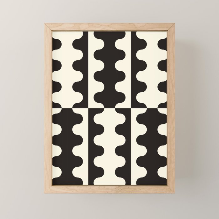 Abstract Mid-Century Black & White Wavy Pattern Mini Art Print Gallery Image 1