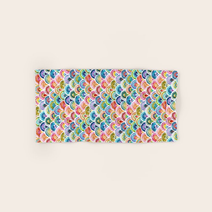 STRANGEBOW Rainbow Bold Colorful Scallop Bath Towel Gallery Image 1