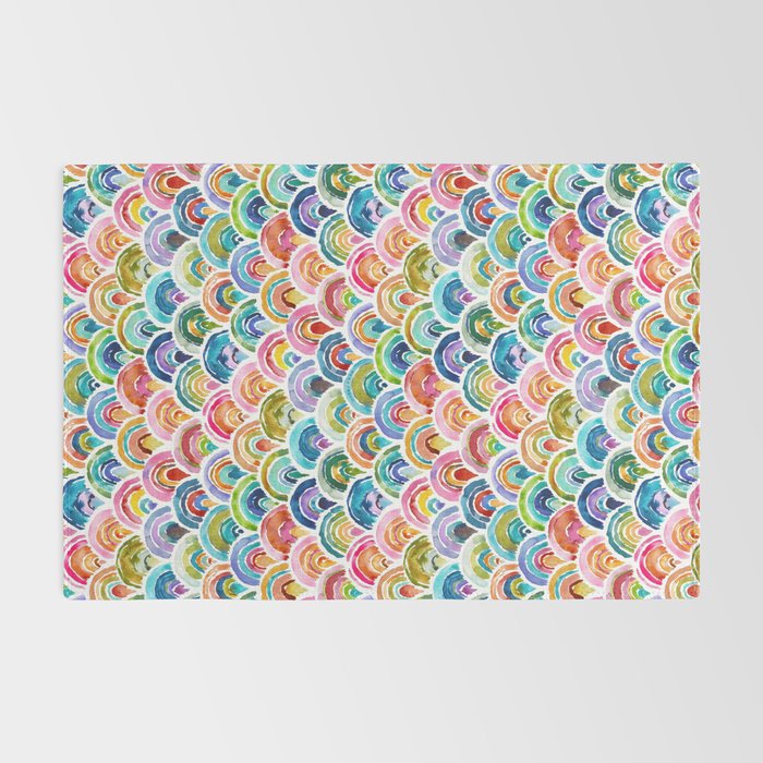 STRANGEBOW Rainbow Bold Colorful Scallop Rug Gallery Image 2