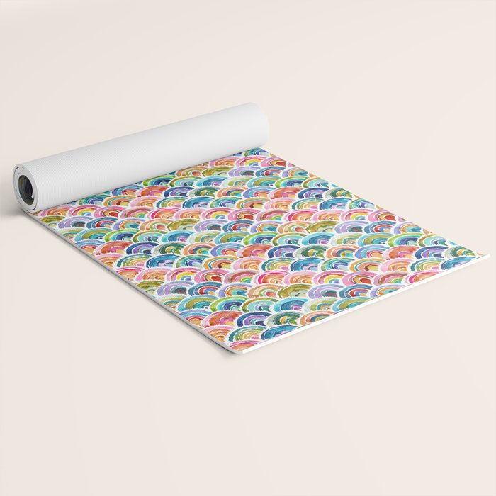 STRANGEBOW Rainbow Bold Colorful Scallop Yoga Mat Gallery Image 2