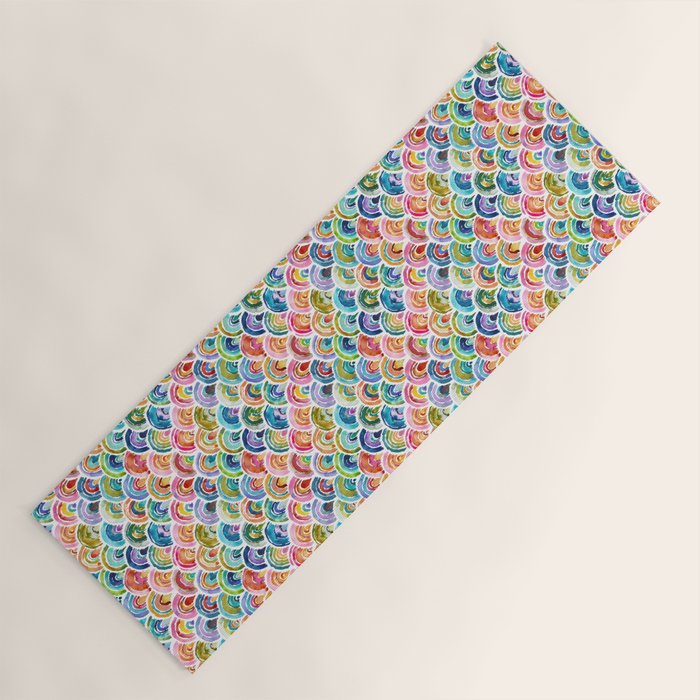 STRANGEBOW Rainbow Bold Colorful Scallop Yoga Mat Gallery Image 1