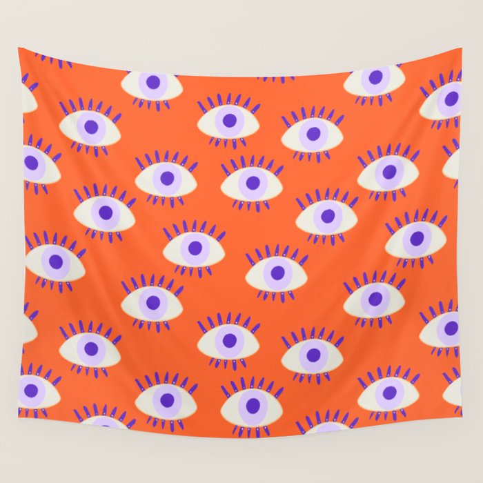 Very peri evil eyes  Wall Tapestry Gallery Image 1