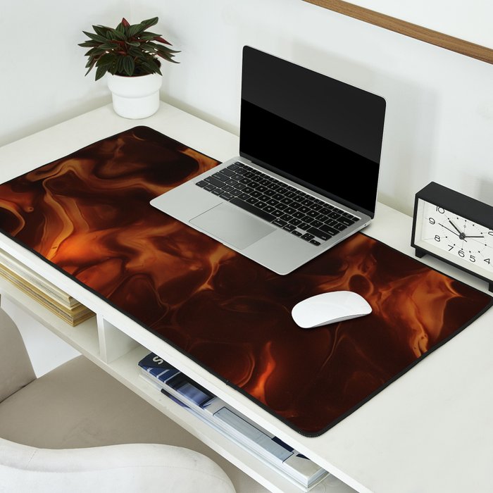 Dark Coffee Tortoiseshell Turtle Pattern Desk Mat Gallery Image 2