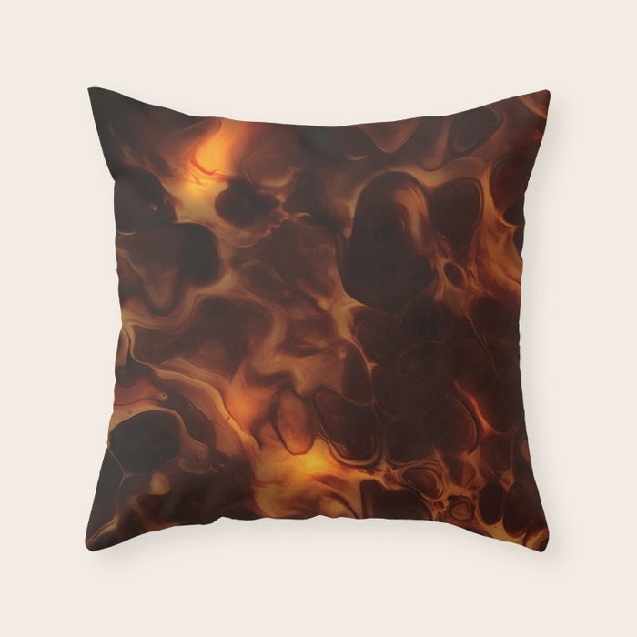 Dark Coffee Tortoiseshell Turtle Pattern Throw Pillow Gallery Image 6