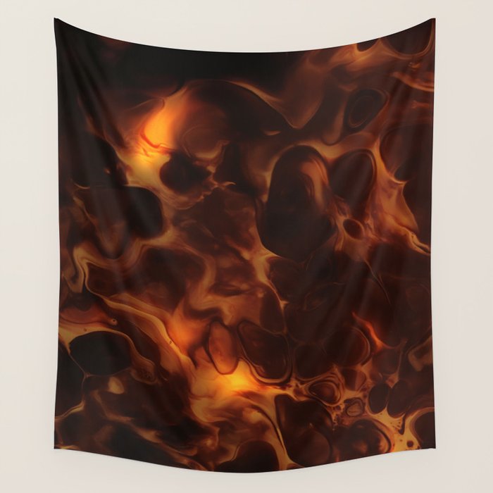 Dark Coffee Tortoiseshell Turtle Pattern Wall Tapestry Gallery Image 1