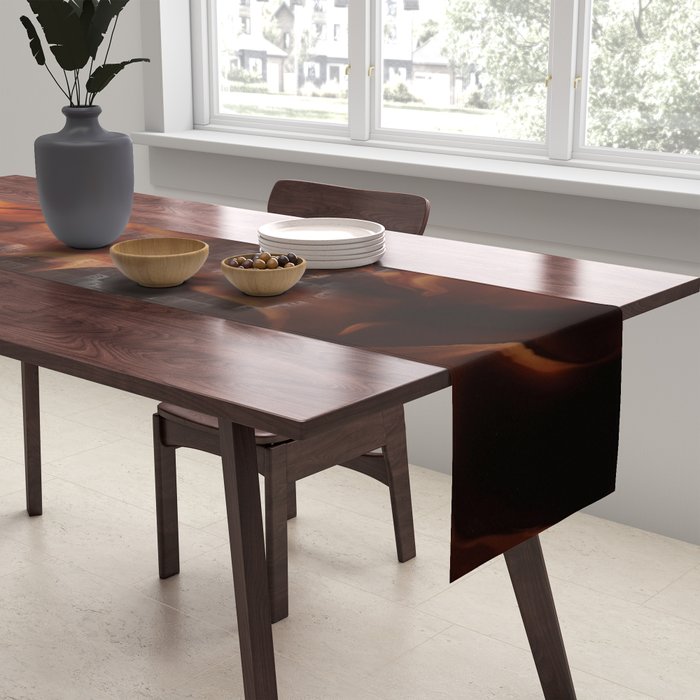 Dark Coffee Tortoiseshell Turtle Pattern Table Runner Gallery Image 2