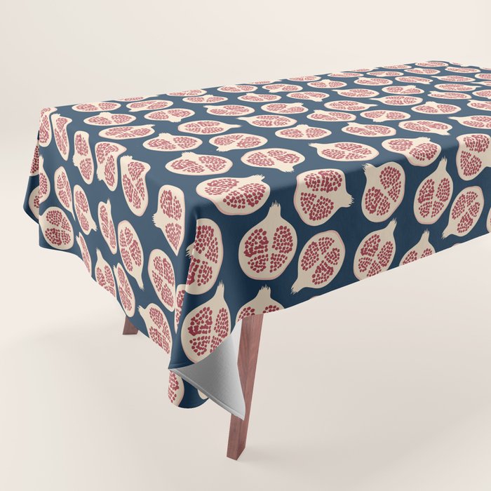 Pomegranate Fruit Navy Blue Tablecloth Gallery Image 1