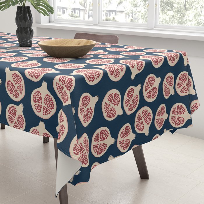 Pomegranate Fruit Navy Blue Tablecloth Gallery Image 3