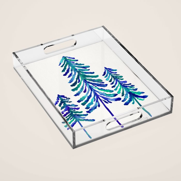 Pine Trees - Navy & Turquoise Palette Acrylic Tray Gallery Image 1