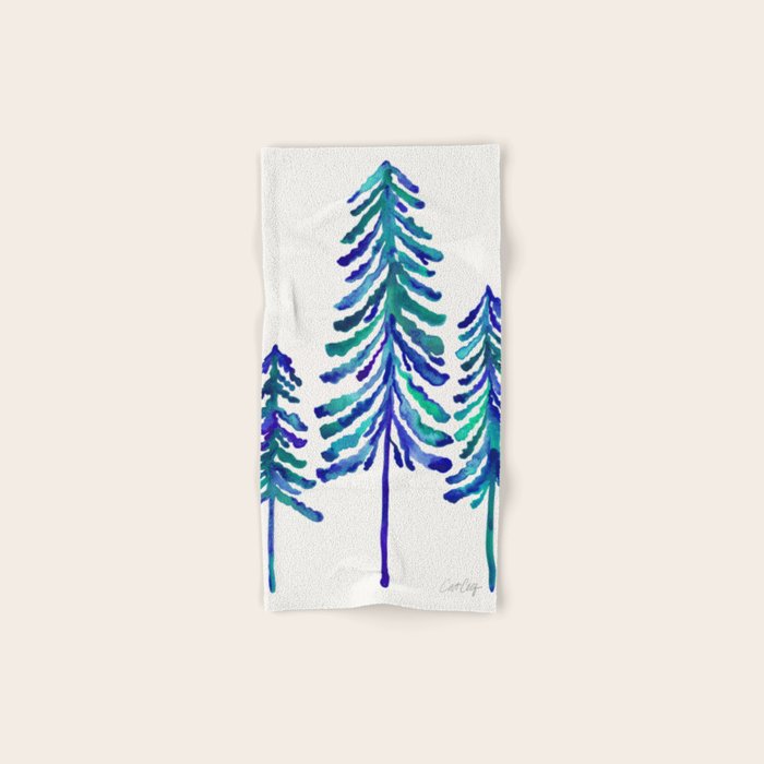 Pine Trees - Navy & Turquoise Palette Bath Towel Gallery Image 1