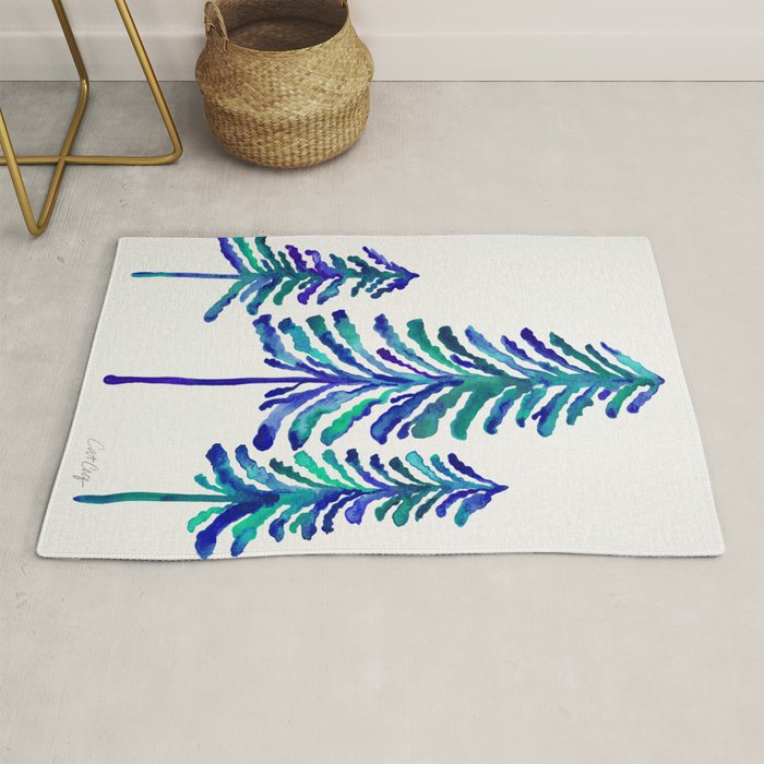 Pine Trees - Navy & Turquoise Palette Rug Gallery Image 1