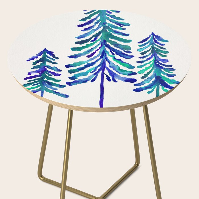 Pine Trees - Navy & Turquoise Palette Side Table Gallery Image 2