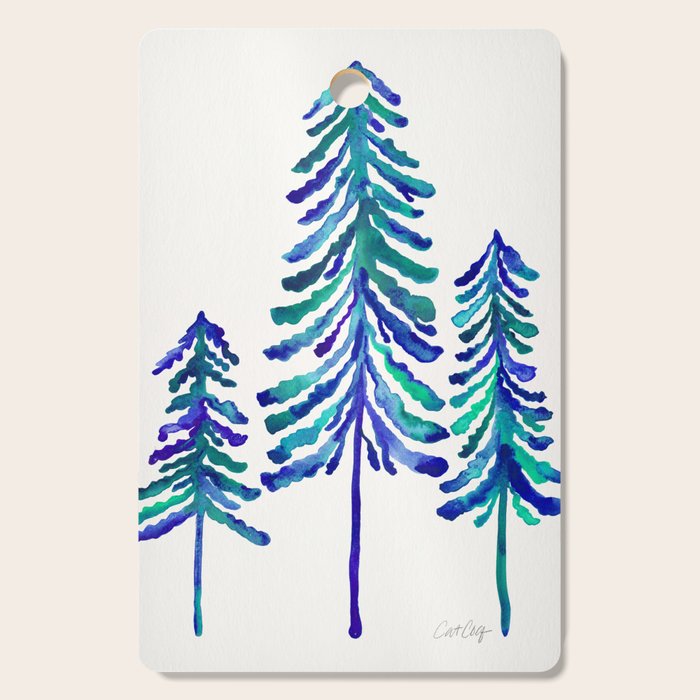 Pine Trees - Navy & Turquoise Palette Cutting Board Gallery Image 1