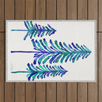 Pine Trees - Navy & Turquoise Palette Outdoor Rug Gallery Image 1
