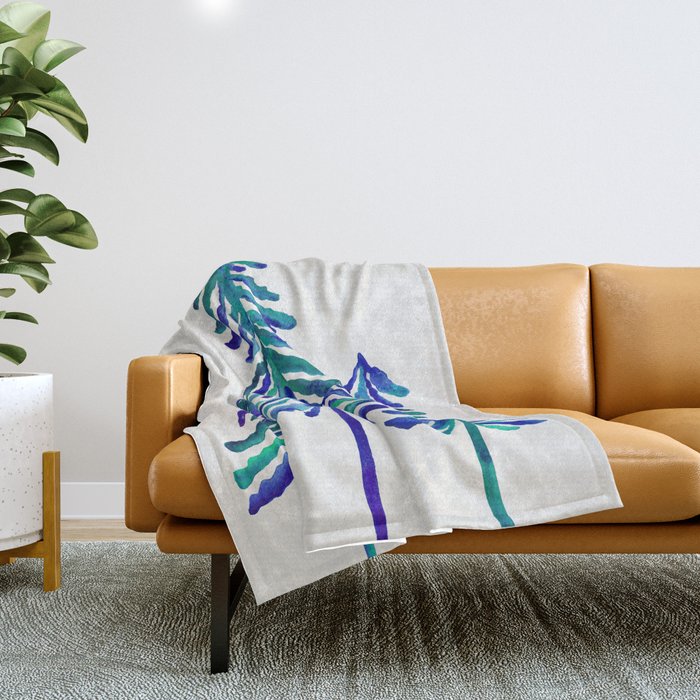 Pine Trees - Navy & Turquoise Palette Throw Blanket Gallery Image 1
