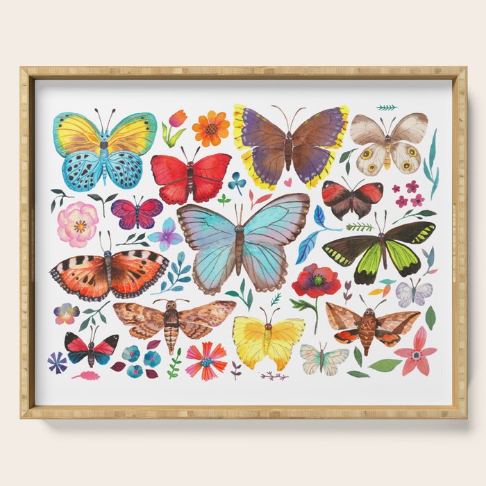 Cutie Butterfly Family - darkbg Serving Tray Gallery Image 1