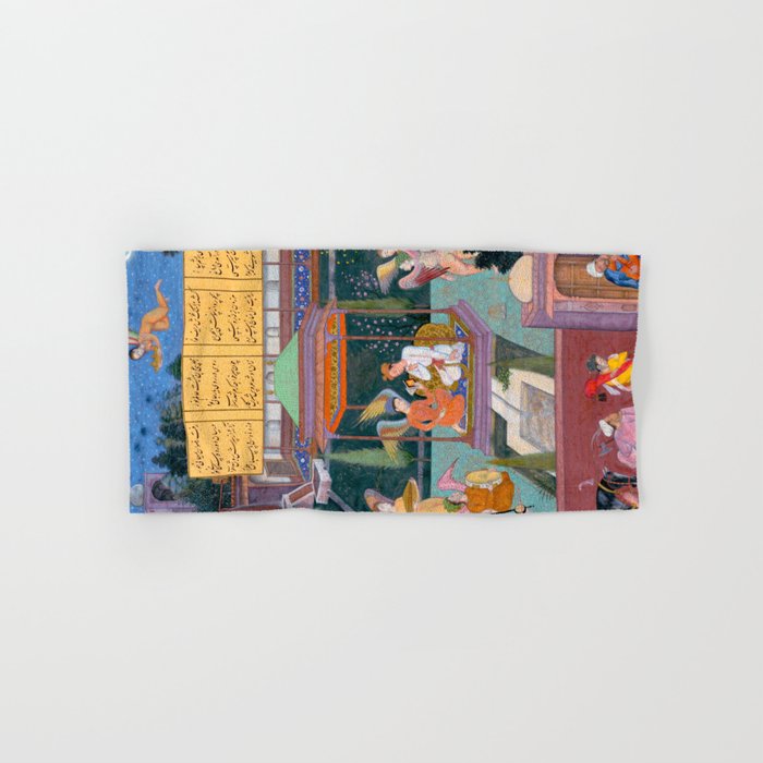 The Story of the Princess of the Blue Pavillion Antique Indian Miniature Painted Illustration Bath Towel Gallery Image 1