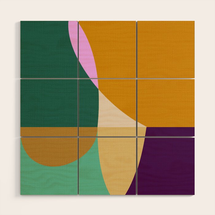shapes mid century autumn 21 Wood Wall Art Gallery Image 1