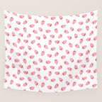 Sweet Strawberries - pink and red on white Wall Tapestry Gallery Image 4
