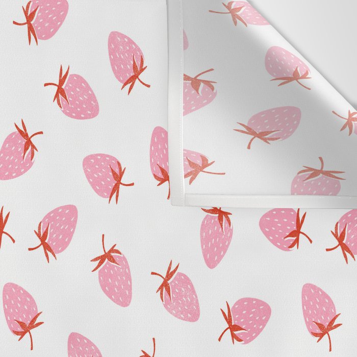 Sweet Strawberries - pink and red on white Wall Tapestry Gallery Image 3