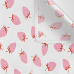 Sweet Strawberries - pink and red on white Wall Tapestry Gallery Image 3